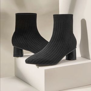 Black knit shein boots never worn